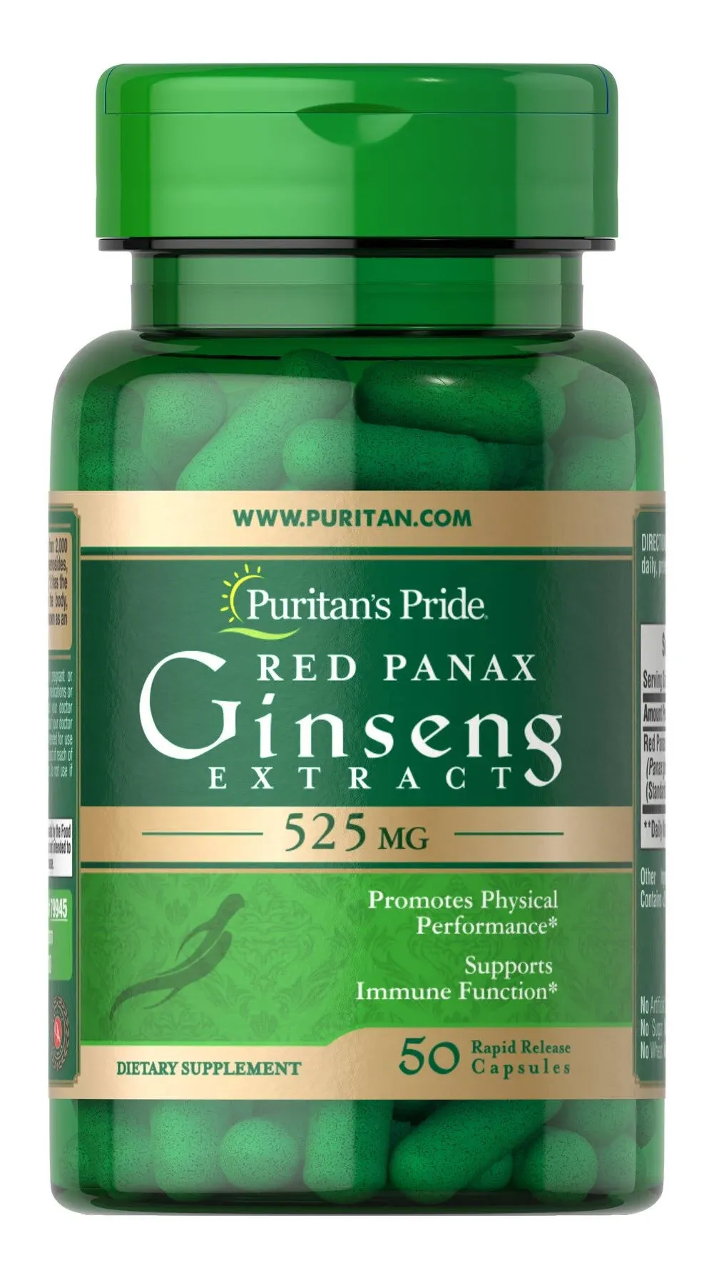 Puritan's Pride Red Panax Ginseng Extract 525 Mg 50 Capsules