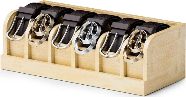 MinBoo Bamboo Belt Organizer Box