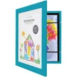 Americanflat 10x12.5 Kids Art Frame - Front Loading Picture Frame - Use as 8.5x11 Frame with Mat or 10x12.5 Frame Without Mat - My Mini Masterpiece - Holds 100 Artworks - Aquamarine