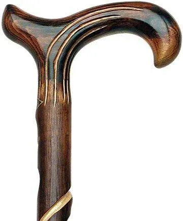 Canes Galore Artistic Spiral Carved Chestnut Derby Cane