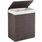 Fiona's Magic Double Laundry Hamper with Lid and Handles, 90L Collapsible Laundry Basket with Removable Liner Bag, Handwoven Dirty Clothes Hamper for Laundry and