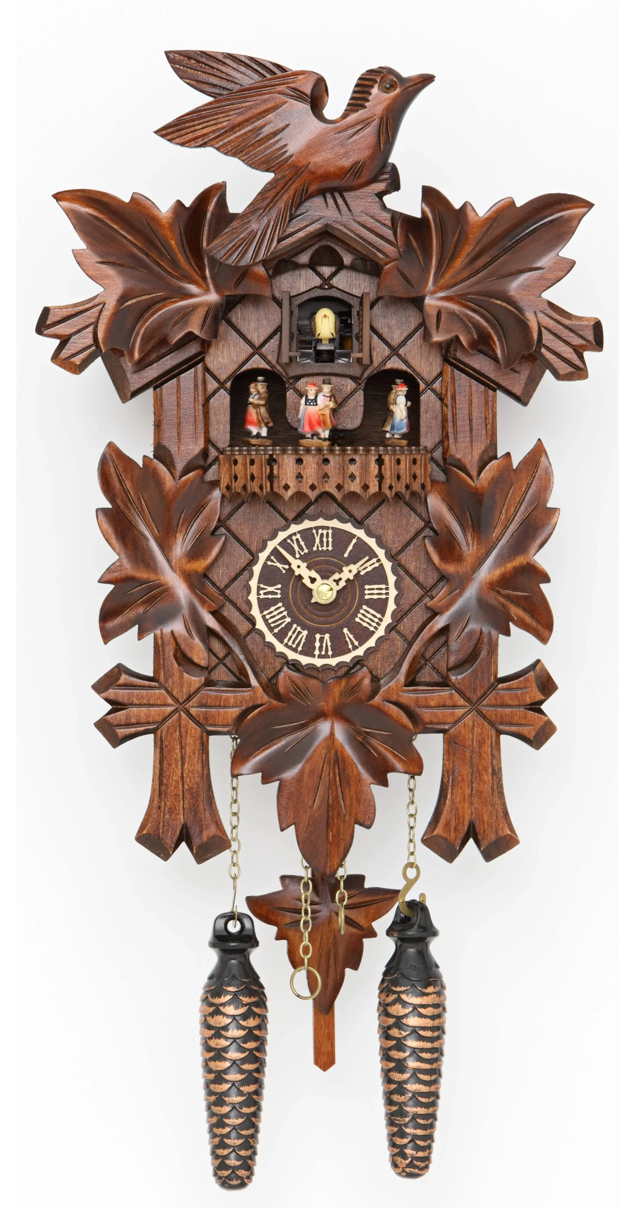 Trenkle Quartz Cuckoo Clock 5 Leaves, Bird, with Music TU 376 QMT