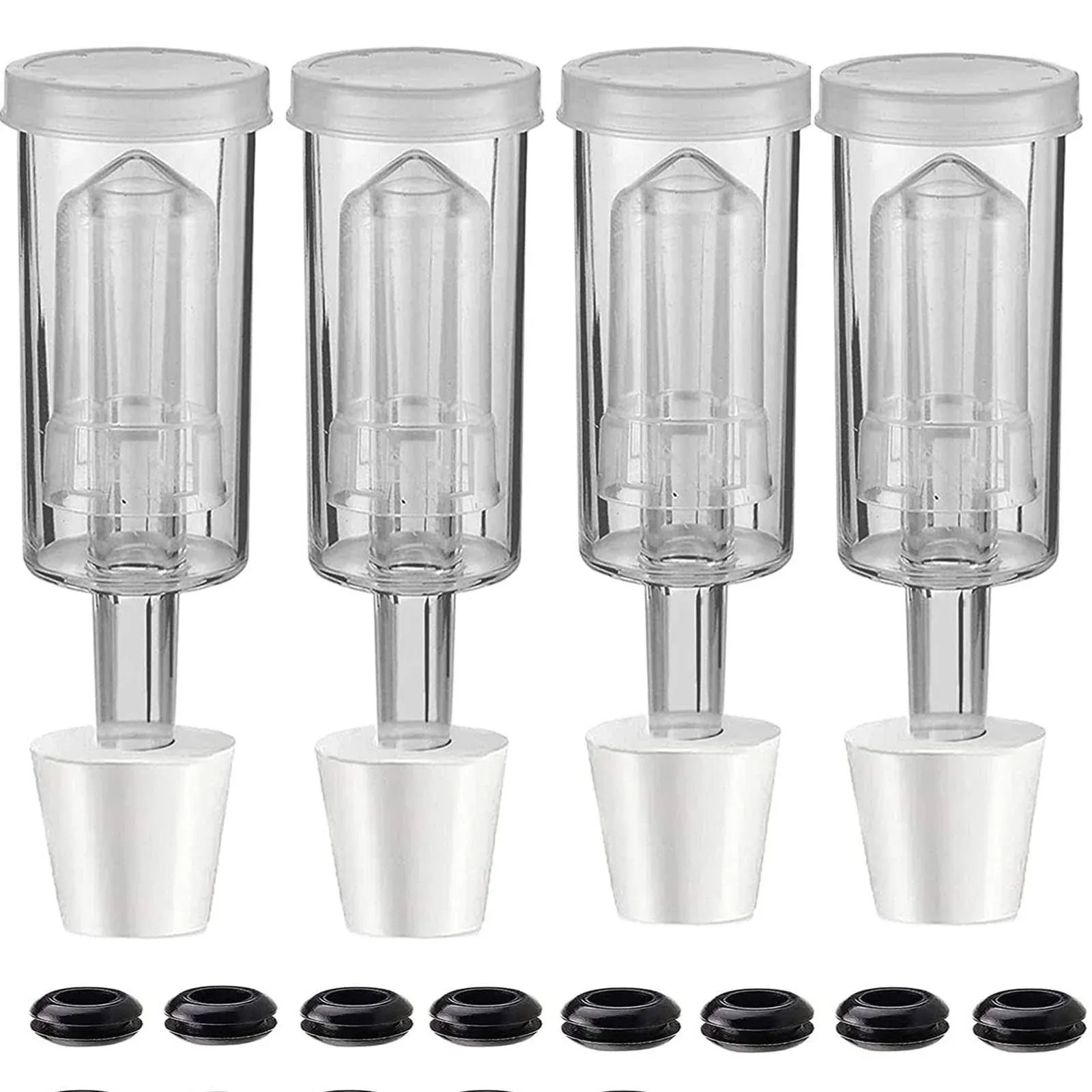 FJISEFEJ 3-Piece Airlock with #6 Stopper and Grommet 4 Pack, Fermentation Airlock ...