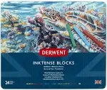 Derwent Inktense Blocks 24 Tin Set of 24 Water-Colours 8mm Block