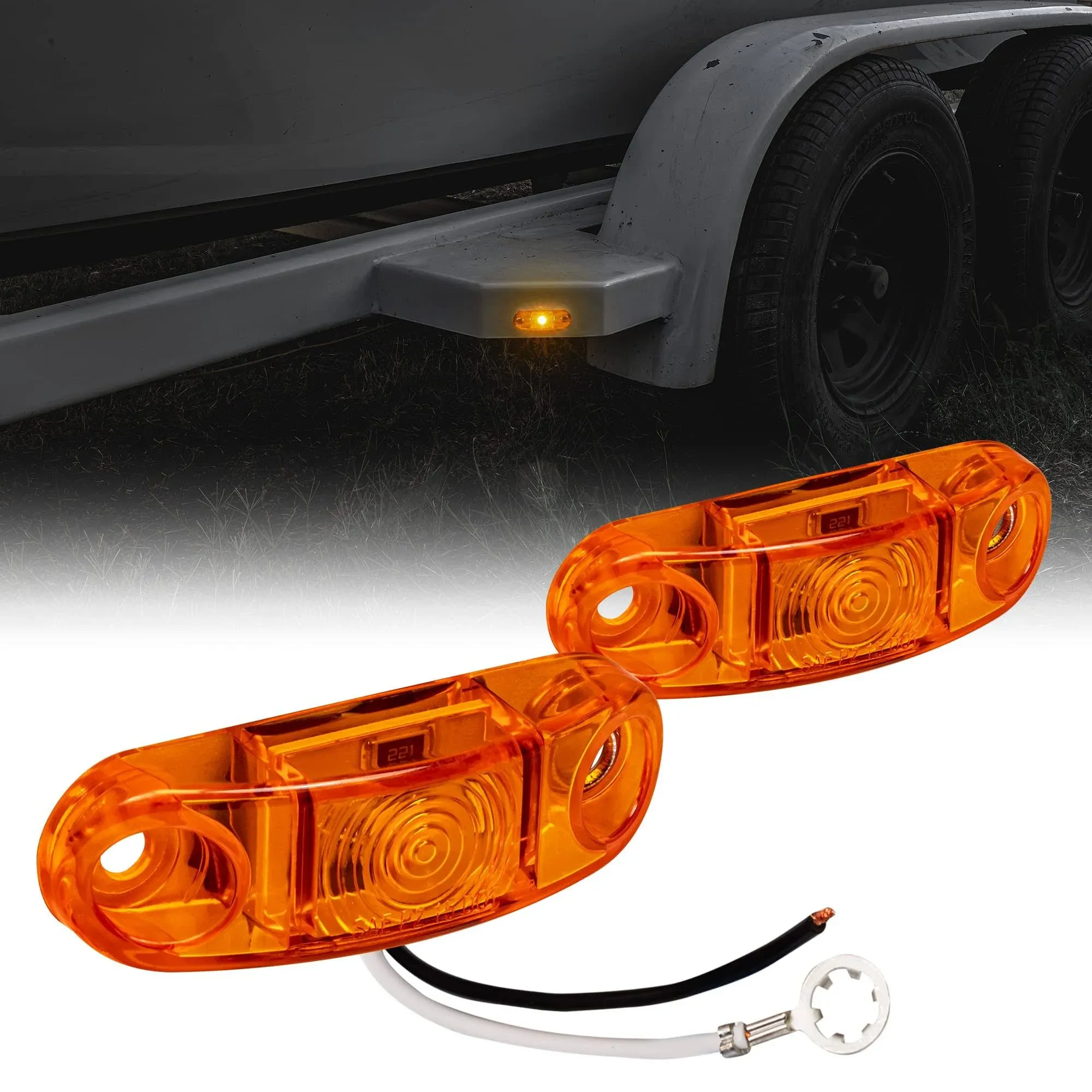 TRUE MODS 2pc 2.5" Amber LED Trailer Marker Light Kit [DOT FMVSS 108] [SAE P2] [Surface Mount] [Waterproof IP67] Side Marker Lights for Trailer Truck