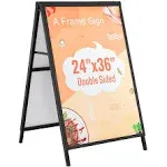 VEVOR A Frame Sidewalk Sign, 24x36 Inch Heavy Duty Slide-in Signboard Holder, Double-Sided Folding Sandwich Board Signs, Steel Pavement Sign Poster for Outdoor Business Street Advertising (Frame only)