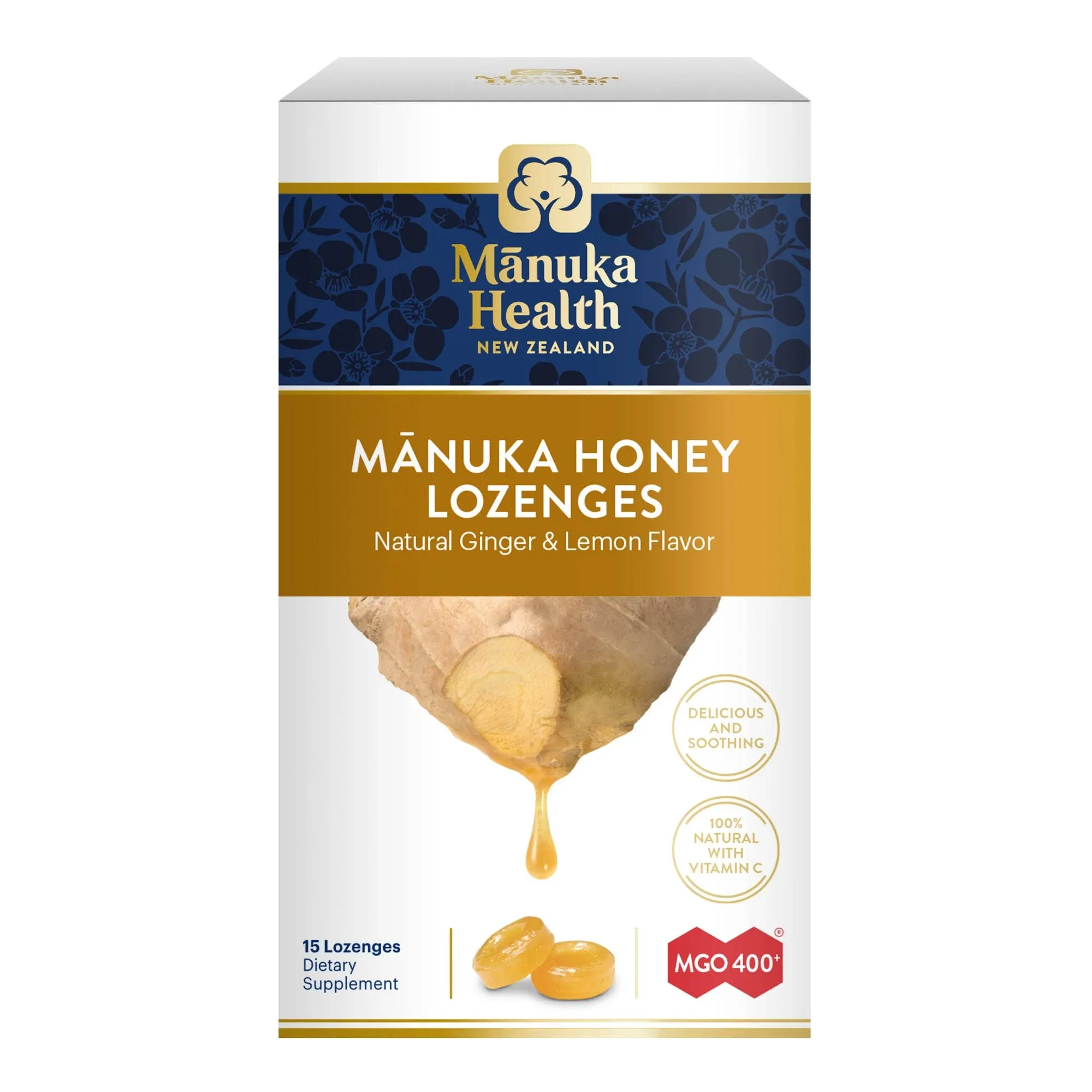 Manuka Health Honey Lozenges Ginger & Lemon - 15 Lozenges