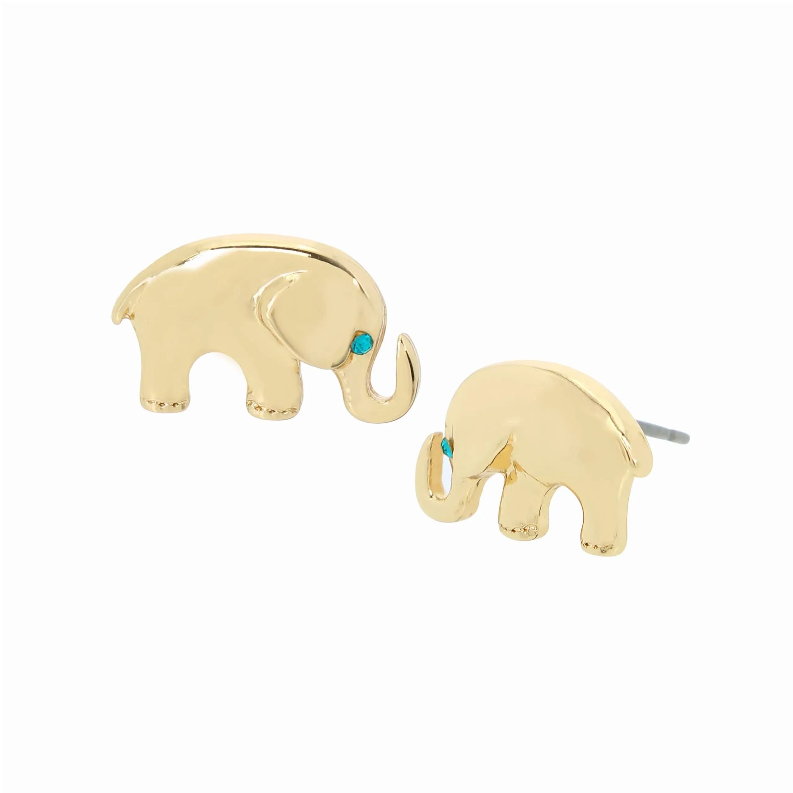 Faux Stone Elephant Stud Earrings In Blue,gold