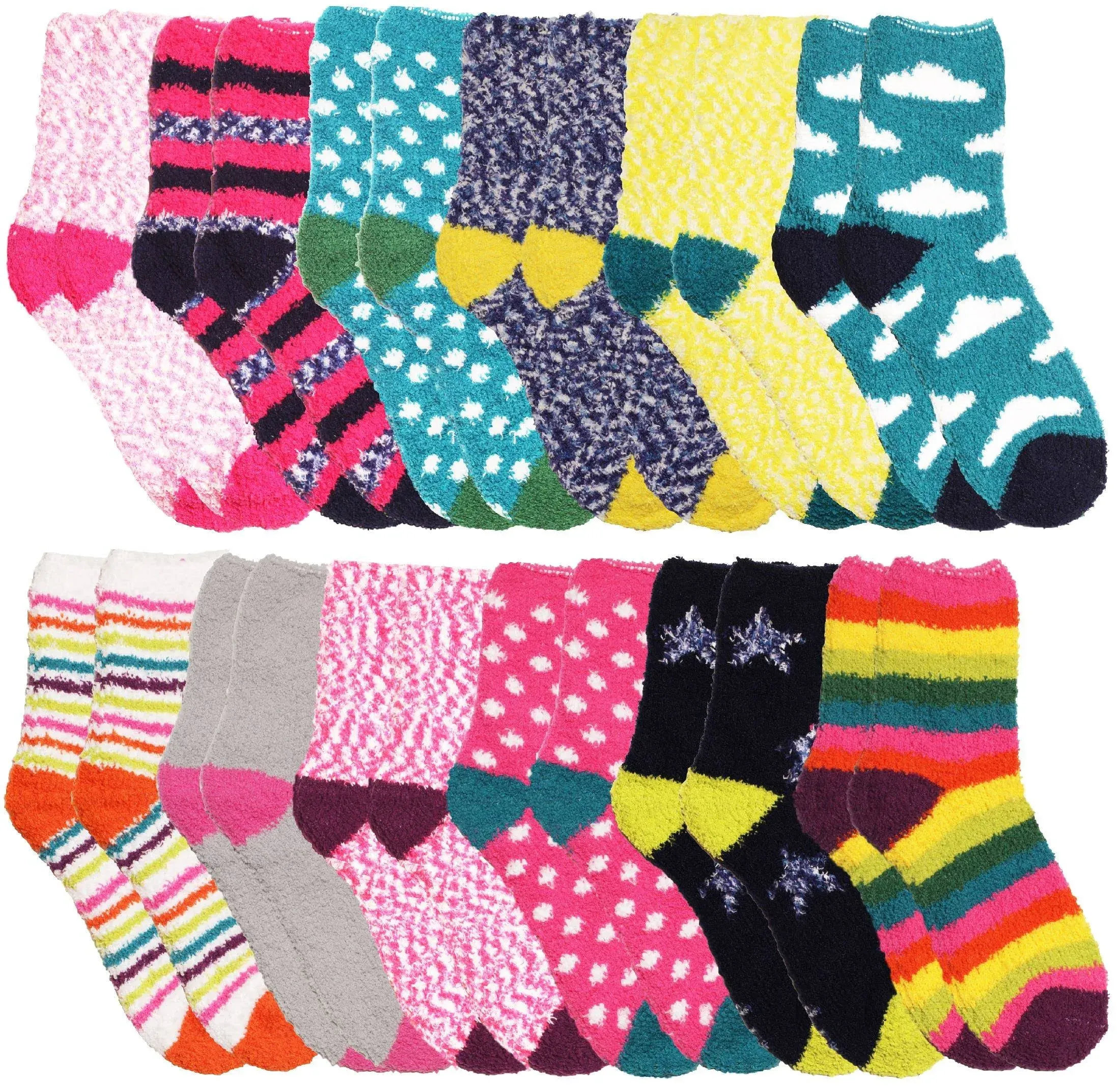 Yacht & Smith Womens Wholesale Bulk Warm and Cozy Fuzzy Socks, Colorful Winter ...