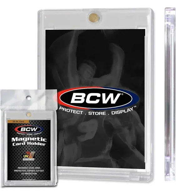 BCW 35 PT Magnetic Card Holder - 5 Pack | 2-Piece Design with Gold Magnet for Trading Cards | Durable Protective Card Case with Recessed Arrowhead Corners | Magnetic Card Holders for Trading Cards