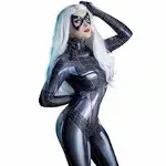 Women Spider Pattern Bodysuit Halloween Superhero Girl Cosplay Costume Catsuit Stretch Jumpsuit Faux Leather Romper