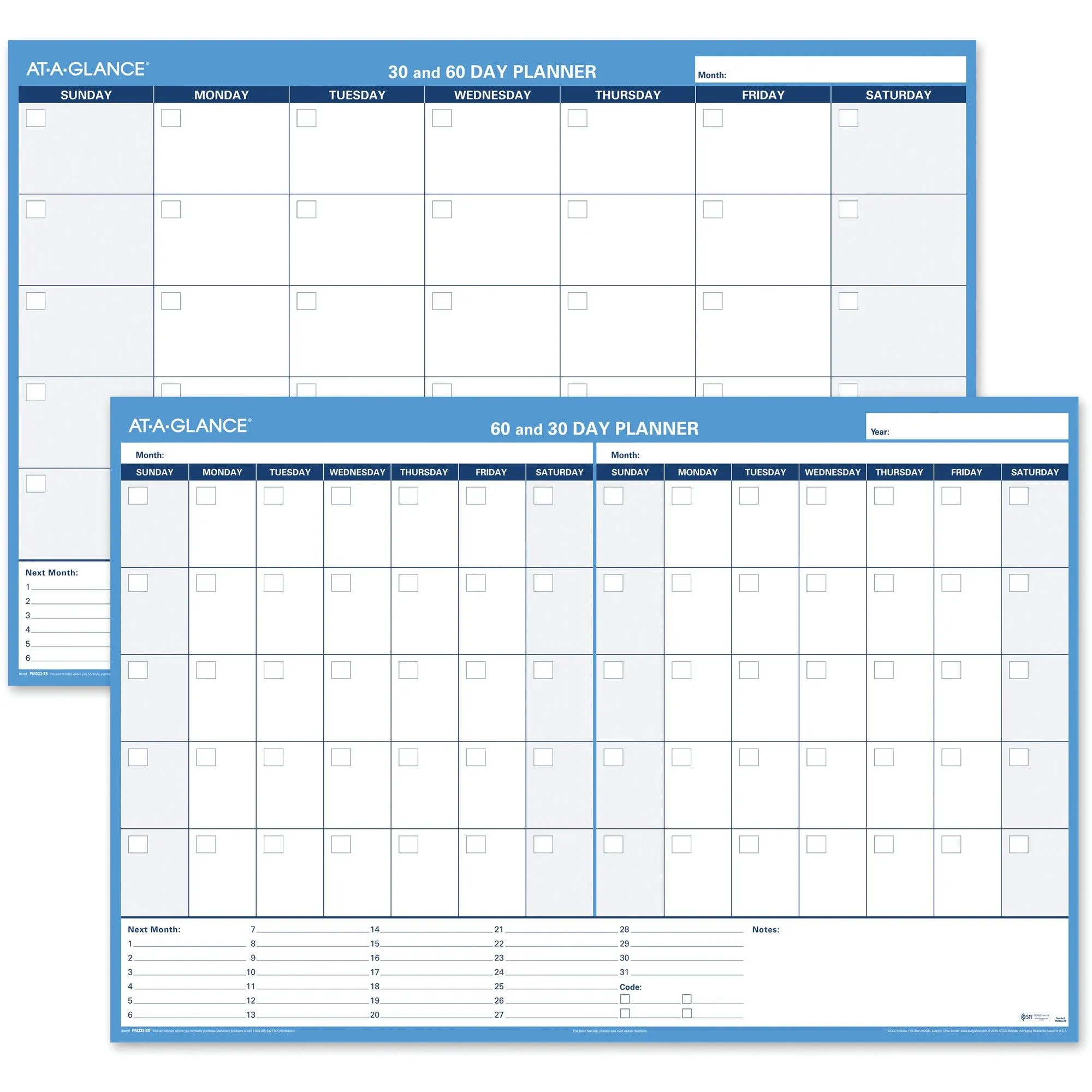 At-a-glance 30/60-Day Undated Horizontal Erasable Wall Planner, 36 x 24, White ...