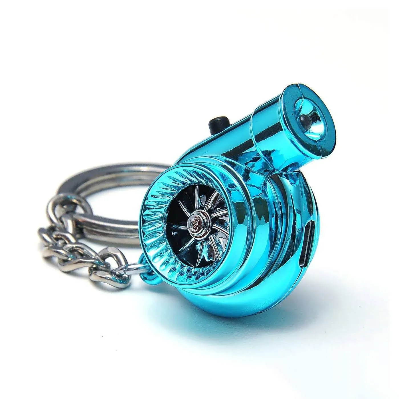 Rechargeable Electric Electronic Turbo Keychain with Sounds + LED! - Blue NEW Version 5 (V5)