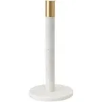 Bloomingville Modern Marble Paper Towel Holder with Brass Accent Band, White