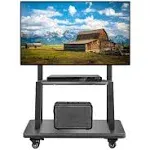 Hellsehen Mobile TV Stand,Rolling TVS Cart On Wheels Height Adjustable Heavy-Duty Floor Stand Base for 32 -70 inch LCD LED OLED Flat Panel Screens