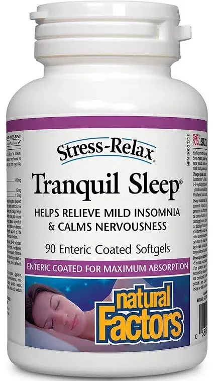 Natural Factors ( Stress Relax) Tranquil Sleep 90 Softgels.