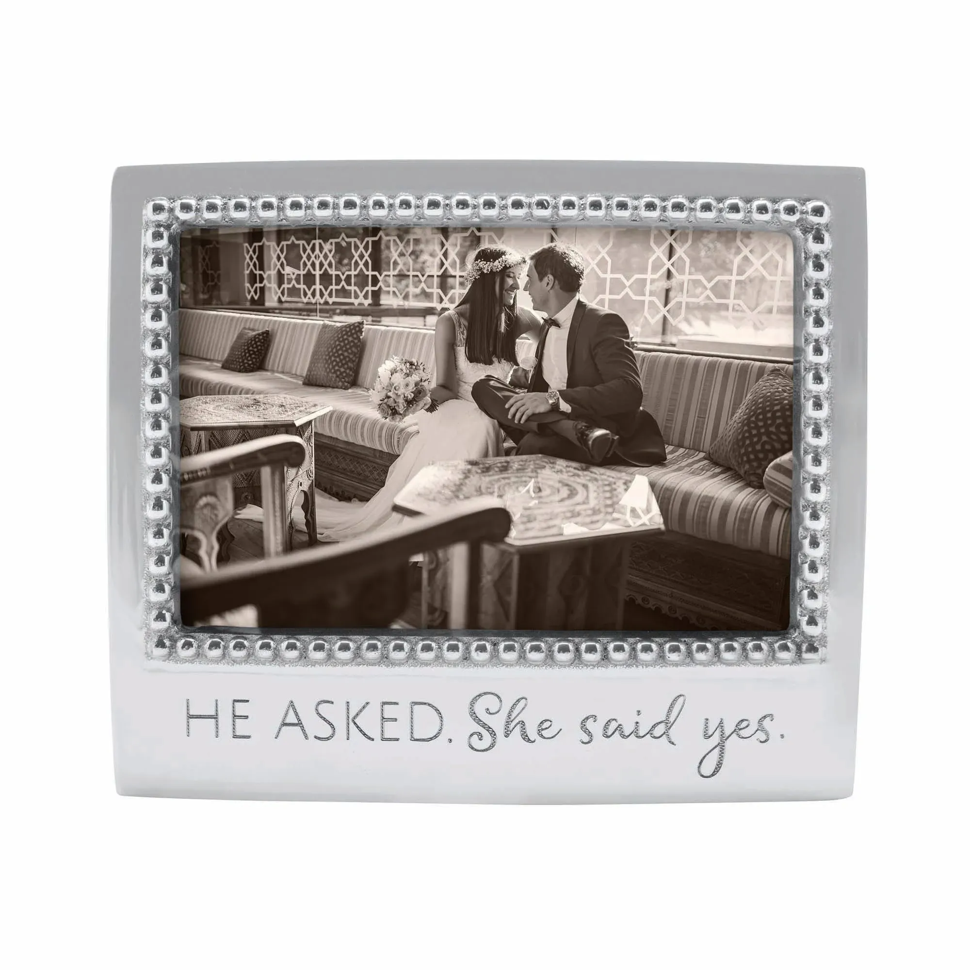 Mariposa "He Asked. She said Yes" Frame, Silver, 4" x 6"