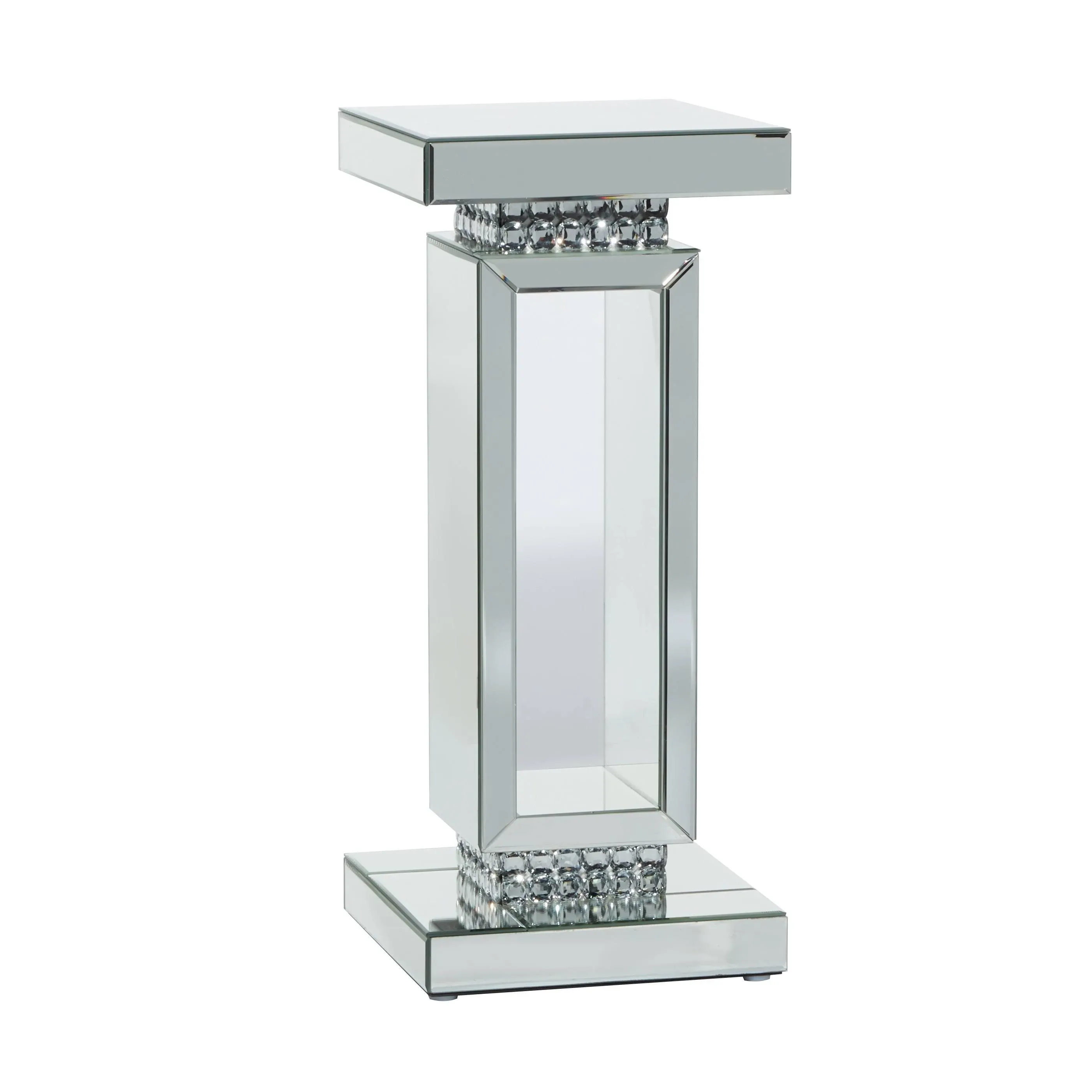 Silver Glass Mirrored Pedestal Table