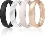 ThunderFit Women Breathable Eternity Pattern Silicone Wedding Ring Wedding Bands ...