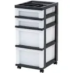 Iris USA 4 Drawer Storage Cart with Organizer Top, Black