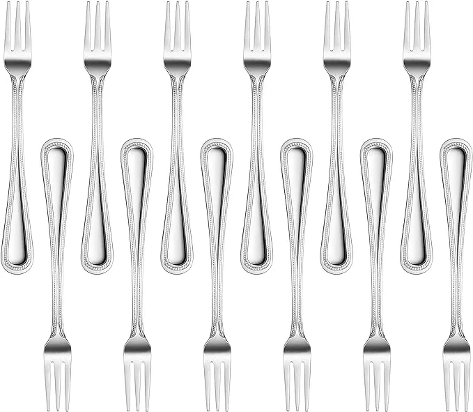 New Star Foodservice 58505 Bead Pattern 18/0 Stainless Steel, Oyster Fork 6-Inch Set of 12