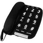 Black Big Button Phone for Wall or Desk with Speaker and Memory