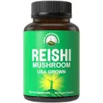 Reishi Mushroom Capsules | USA Grown Made with Reishi Mushroom Supplement in Vegan Capsules | Support Brain, Energy, and Immune System | Vegan Red Reishi Mushroom Extract Powder 90 Pills