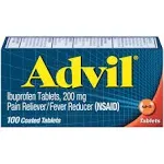 Advil Pain Reliever/Fever Reducer Ibuprofen Coated Tablets, 200 mg - 100 count