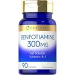 Benfotiamine 300 mg - Nerve Support, Energy & Metabolism Support - Benfotiamine Supplement Fat-Soluble Vitamin B1 - Highly Bioavailable & Absorbable - with Thiamin, Vitamin B12 & B6 - 90 Capsules