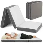 Tri Folding Mattress with Memory Foam Layer - 4 Inch Trifold Foldable Bed Mat...