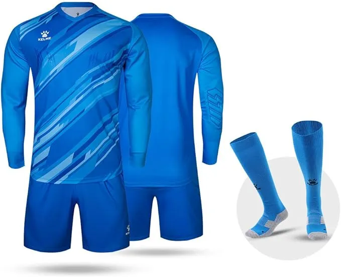 Kelme Men Kid Custom Padded Goalkeeper Soccer Jersey and Shorts, Youth Goalie Apparel Shirt and Pants, Boys Girls Keeper Kit