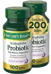 Nature's Bounty Acidophilus Probiotic, Daily Probiotic Supplement, Supports Digestive Health, 1 Pack, 120 Tablets