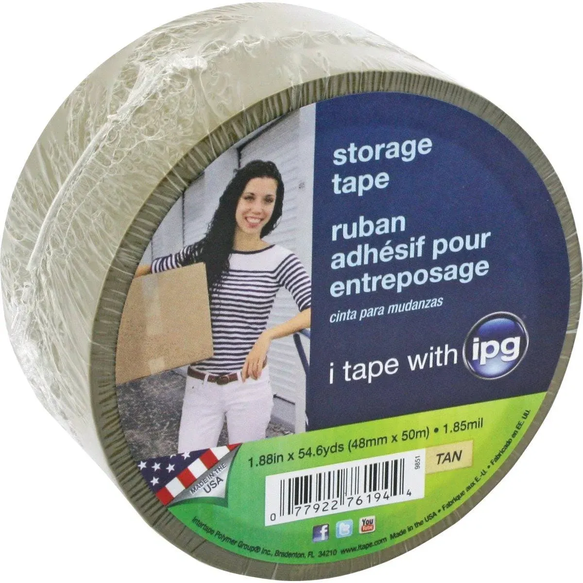 IPG 9851 Tan Storage Tape, 1.88" x 54.6 yd, (Single Roll)