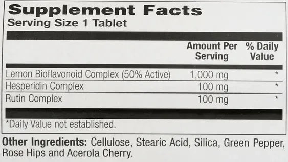 Nature's Life Lemon Bioflavonoids 1000 | Flavonoid Antioxidant Complex with Hesperidin and Rutin | 100 Tabs