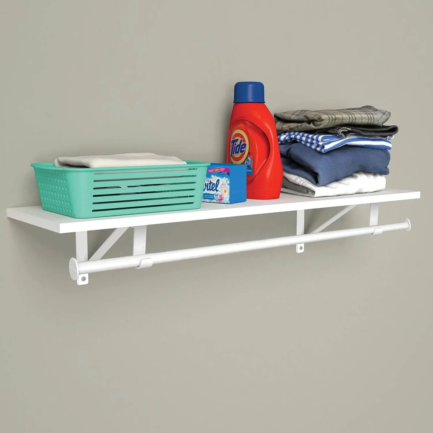 ClosetMaid Wood Shelf Kit with Hanging Rod, White