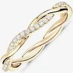 Women PAVOI 14K Gold Plated Cubic Zirconia Twisted Rope Eternity Band