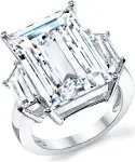 9 Carats Sterling Silver 925 Kim Kardashian Engagement Wedding Ring Emerald-Cut Cubic Zirconia