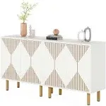 Little Tree White Sideboard Buffet Cabinet Modern Storage Cabinet with 4 Doors ...