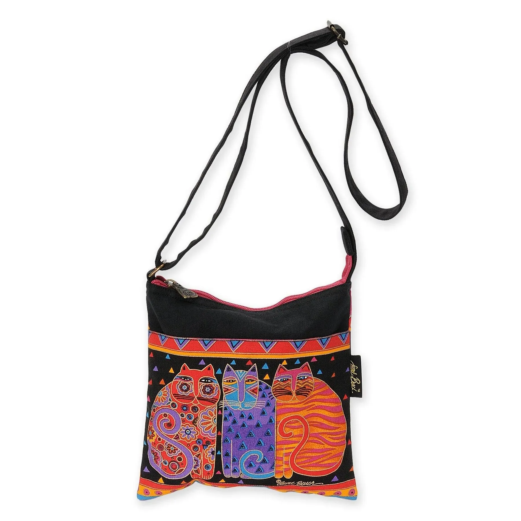 Laurel Burch LB776 Crossbody Purse Zipper Top 10&#034;X10&#034; -Feline Friends