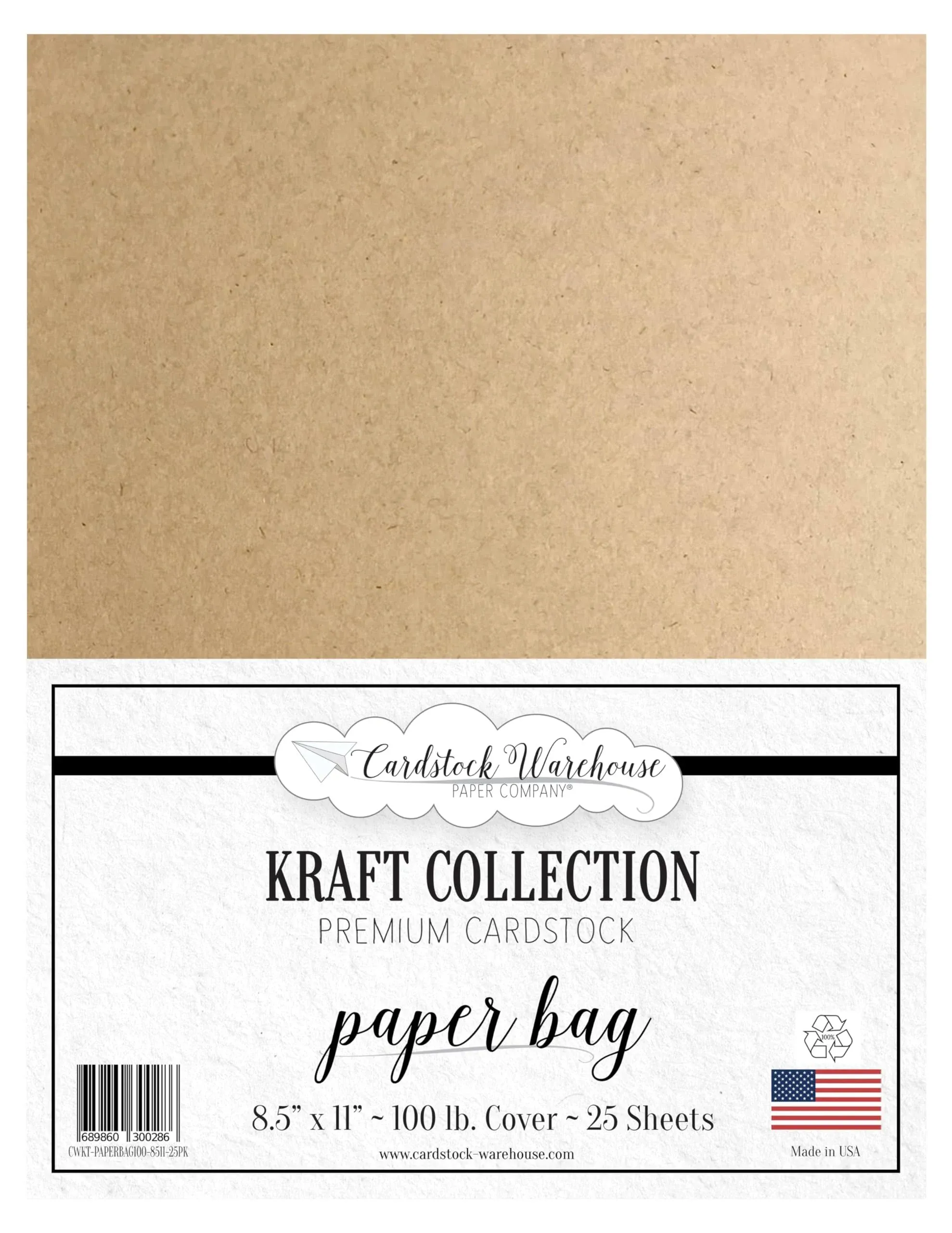 Brown Kraft Recycled Cardstock 8.5 x 11 Inch Premium 100 lb. Heavyweight Cover 25 Sheet