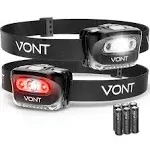 vont LED Headlamp [Batteries Included, 2 Pack] Ipx5 Waterproof, with Red Light, 7 ...