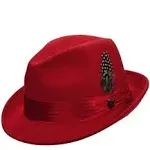 STACY ADAMS Men's Crush Wool Felt Fedora Hat (XL, Red)