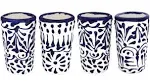 Talavera Shot Glasses Set of 4 Authentic Mexican Tequila Shot Glasses - Hand-painted - 2 Oz (Blue Lace)