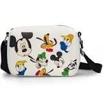 Disney Bag, Crossbody, Rectangle, Disney Mickey and Friends Fab Four Expressions All Over, White, Vegan Leather