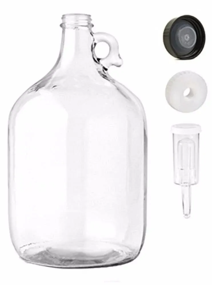 Home Brew Ohio 1Gallon Jug With Econolock, Polyseal Lid, 38 mm Screw cap w/ hole