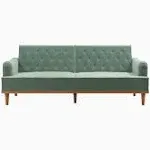 Mr. Kate Stella Vintage Convertible Sofa Bed Futon - Teal Velvet