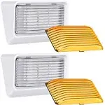 Leisure LED RV Exterior Porch Utility Light - 12v 280 Lumen Lighting Fixture. Replacement Lighting for RVs, Trailers, Campers, 5th Wheels. White Base, Clear and Amber Lens Included (White, 1-Pack)