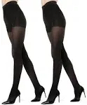 MeMoi - 2 Pairs Women's Perfectly Opaque Control Top Microfiber Tights