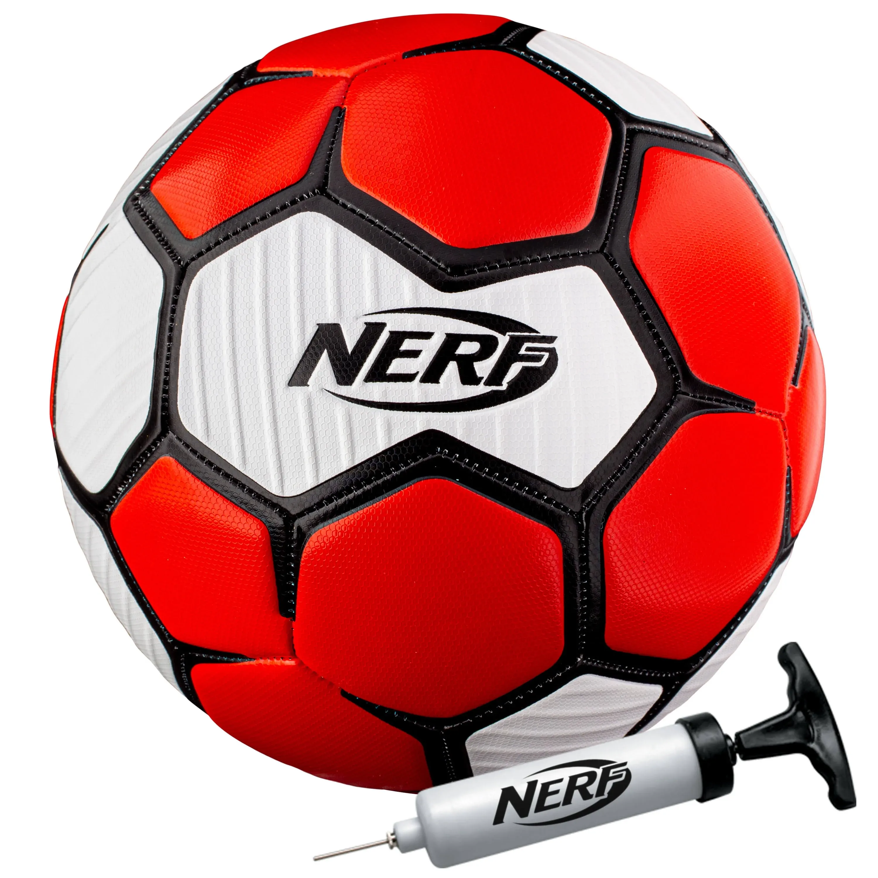 NERF Proshot Kids Soccer Balls - Size 3, 4 + 5 Indoor + Outdoor Youth Soccer Balls + Air Pump Set