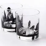 Black Lantern Whiskey Glasses - Forest Animal Rock Glasses - Small Tumbler ...